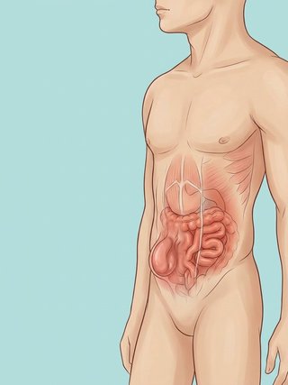 Anatomical illustration of an umbilical hernia at the belly button.